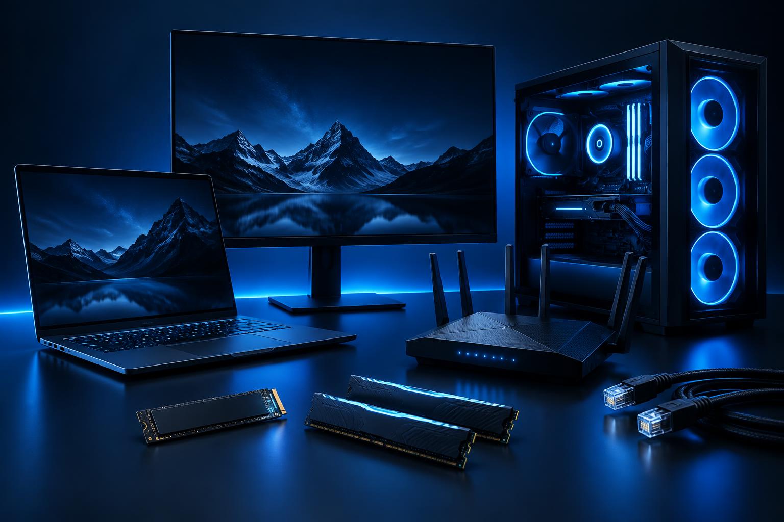 Computadores, notebook, monitor, componentes e equipamentos de rede